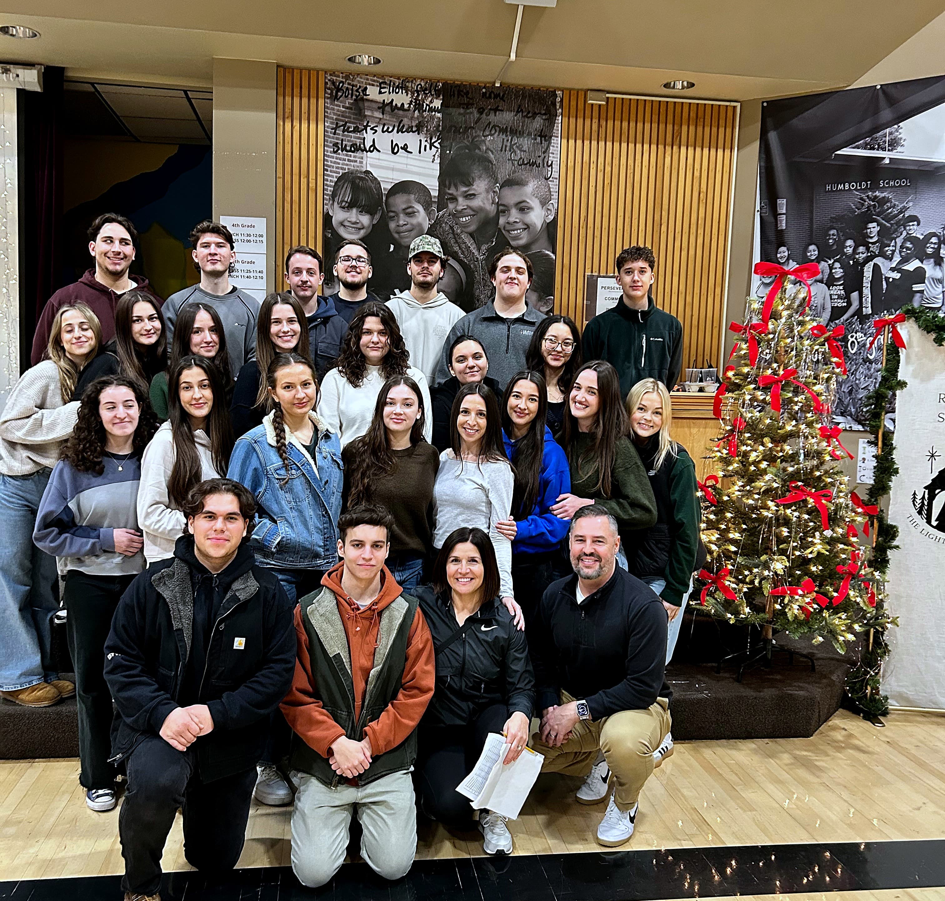 A large group of volunteers from Philadelphia Romanian Pentecostal Church posing together